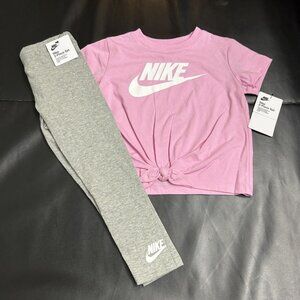 NWT Nike Knotted Tie Tee & Leggings Set Girls Size 5